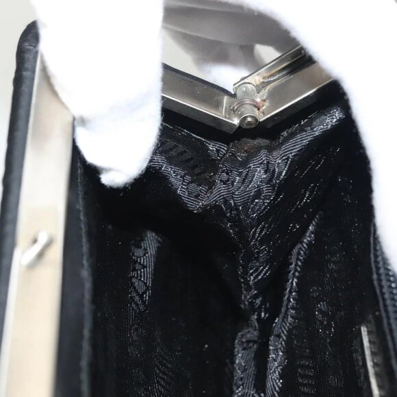 PRADA Shoulder Bag Nylon Leather Black Silver Auth 137290 - Picture 12 of 16